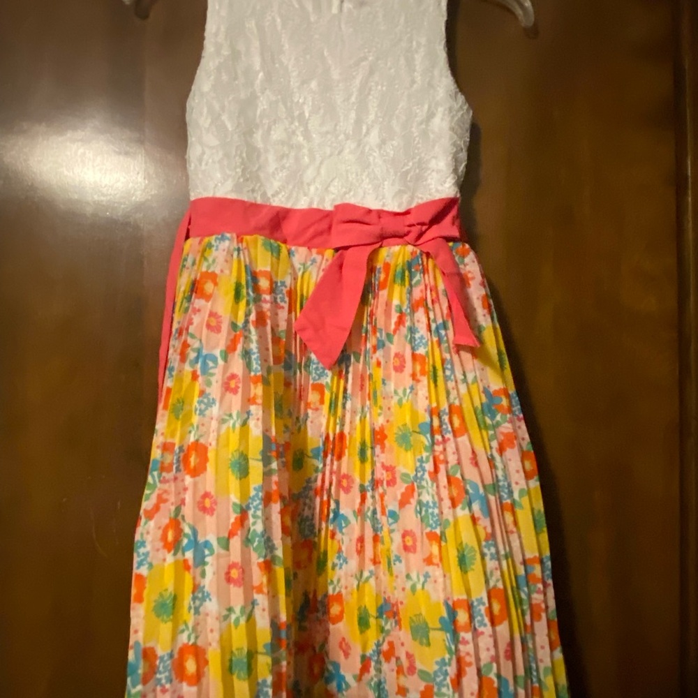 Pure Collection White and Pink Floral Kids Dress